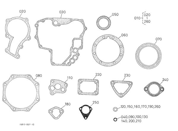 Kubota 07916-28698 Нижний комплект прокладок для D722, 3D66 трактор B7300HSD
