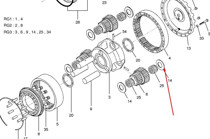 1.114-00541 Шайба упорная сателлита бортовой передачи Doosan Daewoo 225LC