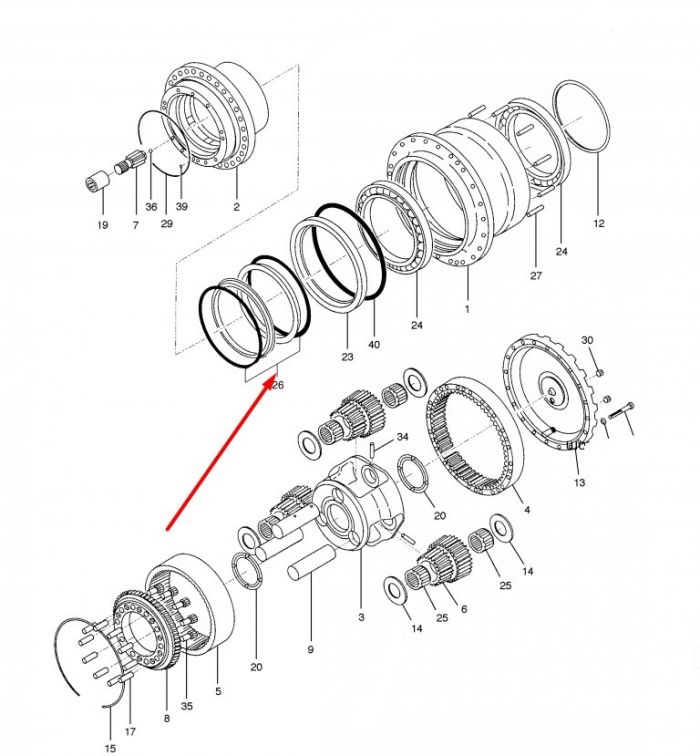 Сальник бортового редуктора 1.180-00512 Doosan DX225NLCA, DX235LCR-5 даукон, уплотнение