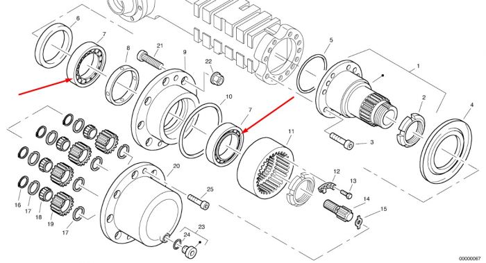 11705030 (0735455171) Роликовый подшипник ZF, Volvo EW140