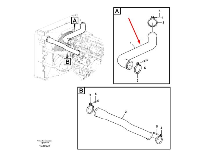 Volvo 14387803 Резиновый шланг для EC210C, EC235C