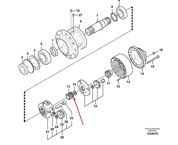 14596620 Солнечная шестерня VOLVO EC330, EC350, EC360, EC700