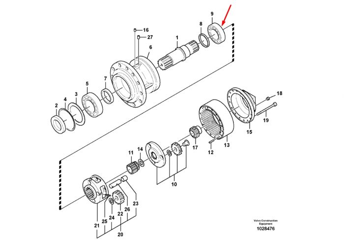 14640028 Подшипник верхний в редуктор поворота на экскаватор Volvo EC 240, 290, 330, 340, 350, 360, 380, 700