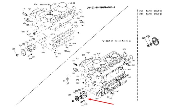 Kubota 15471-35010 Масляный насос двигателя для V2203, V2003