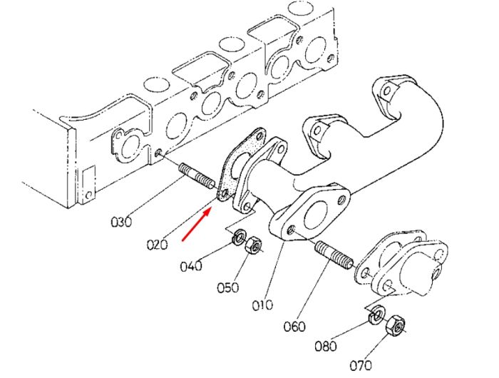 Kubota 15522-12350 Прокладка выхлопного коллектора для V1502, V1505