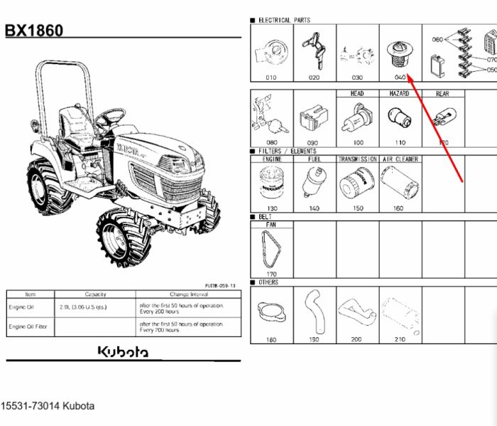 Kubota 15531-73014 Термостат для D600, D640