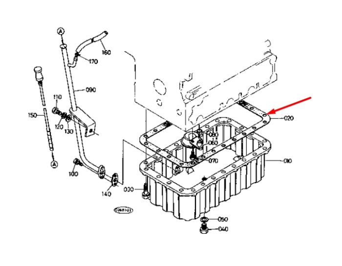 Kubota 15815-01620 Прокладка поддона для V1702, V1902
