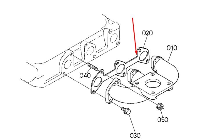 Kubota 15862-12350 Прокладка выхлопного коллектора для D722, D782