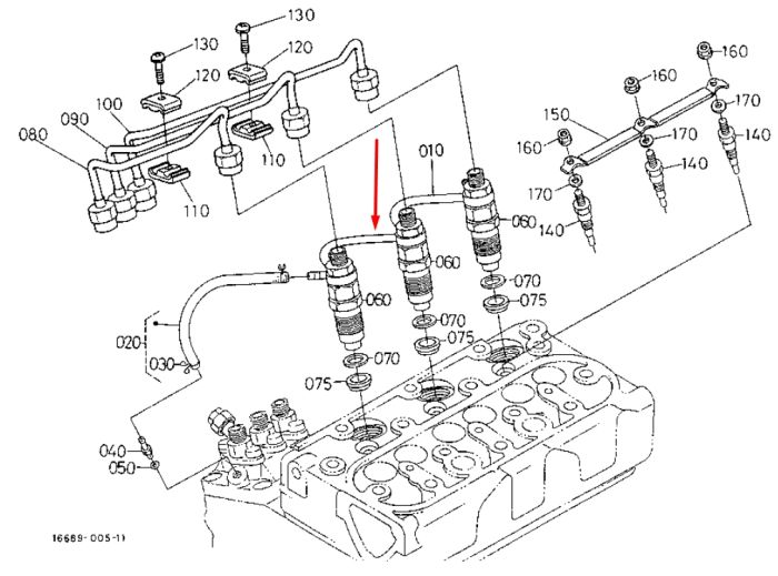Kubota 15862-42502 Трубка обратки форсунок для D782