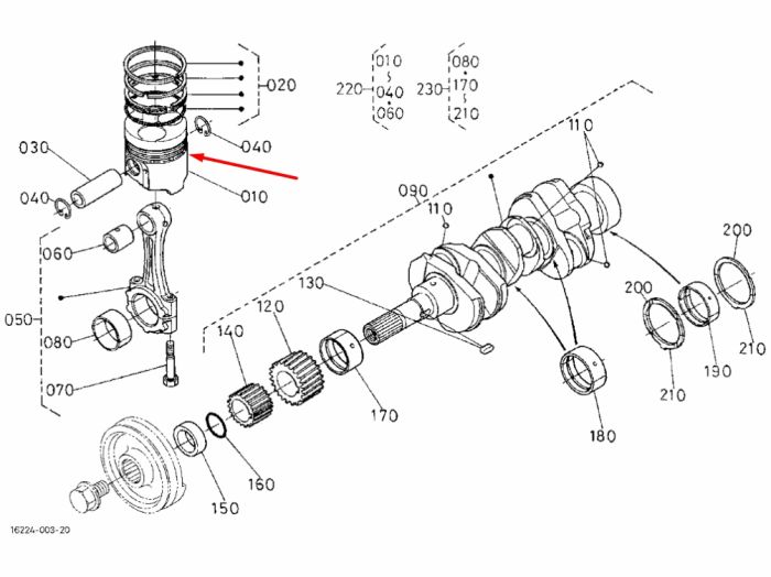 Kubota 16050-21910 Поршень +0.50мм для D1005, V1305 76.5мм