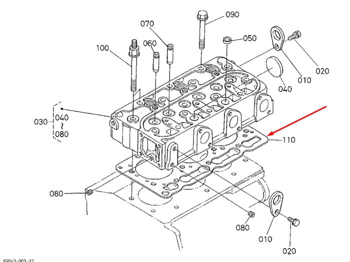 Kubota 16231-03310 Прокладка ГБЦ для D1005