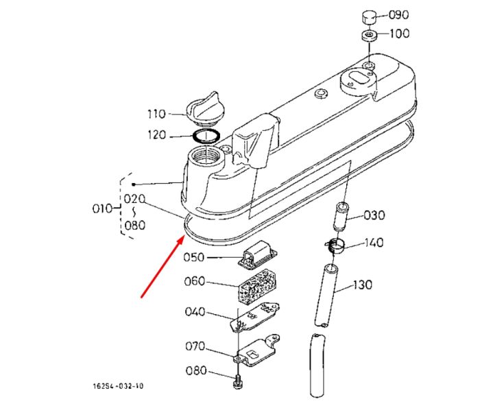 Kubota 16241-14520 Прокладка крышки клапанов для V1305, V1505