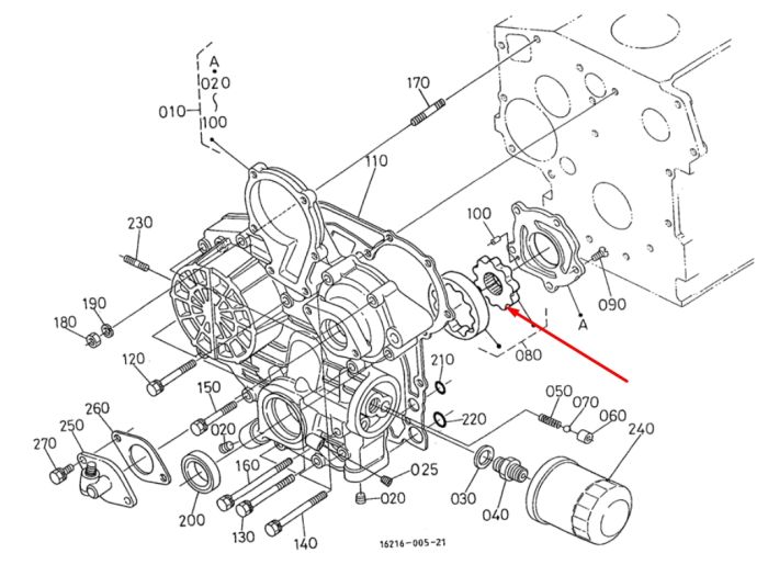Kubota 16241-35070 Масляный насос для V1305 V1505