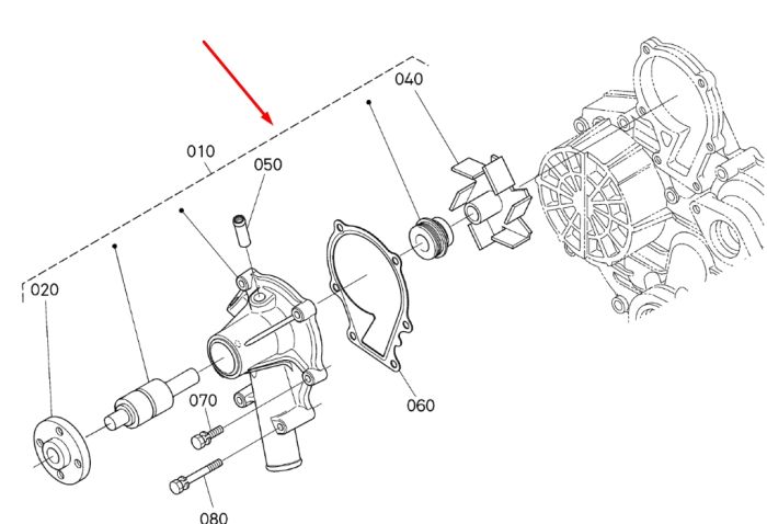 Kubota 16251-73037 Помпа водяная (насос) для V1505, V1305