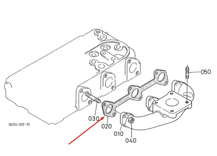 Kubota 16261-12350 Прокладка выхлопного коллектора для D1105, D1005