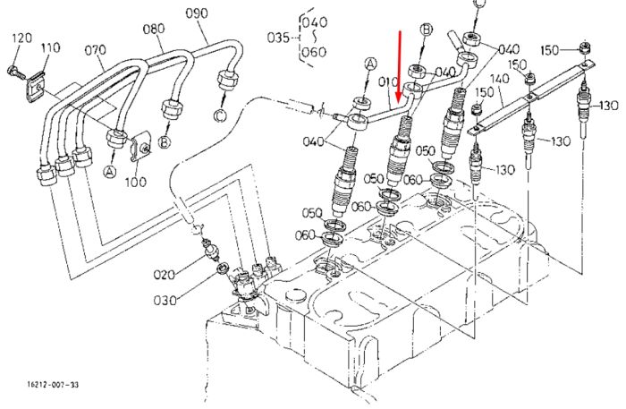 Kubota 16261-42500 Трубка обратки форсунок для D905, D1005