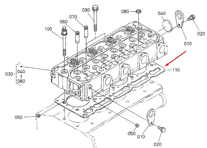 Kubota 16271-03310 Прокладка ГБЦ для V1305