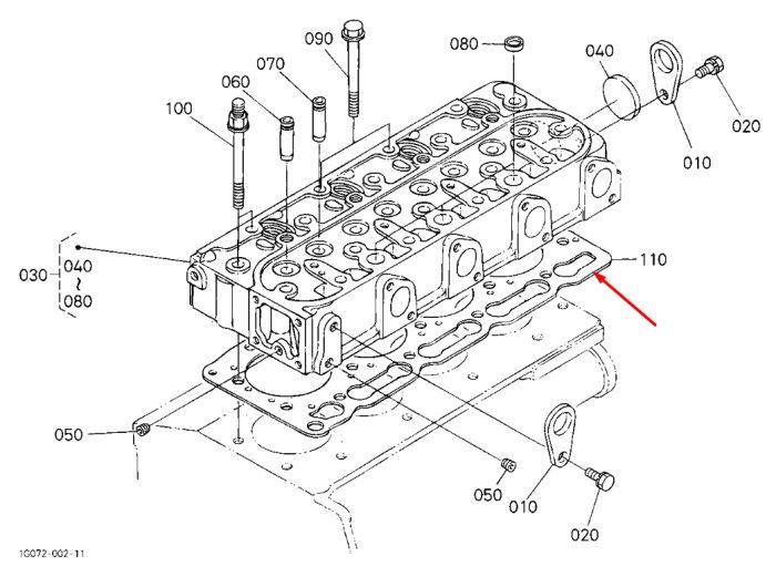 Kubota 16292-03310 Прокладка ГБЦ для V1505