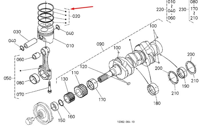 Kubota 16292-21050 Кольца поршневые для D1105