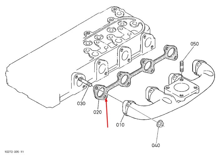 Kubota 16299-12360 Прокладка выхлопного коллектора для V1505