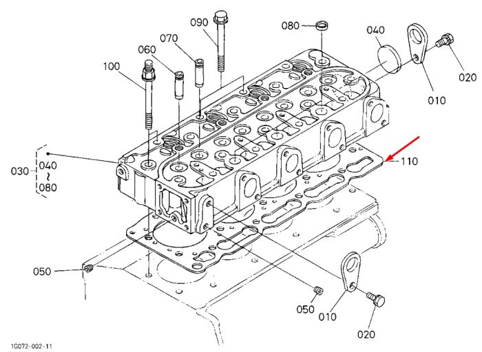 Kubota 16394-03310 Прокладка ГБЦ для V1505