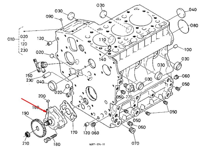 Kubota 16851-35012 Масляный насос для D722, D782