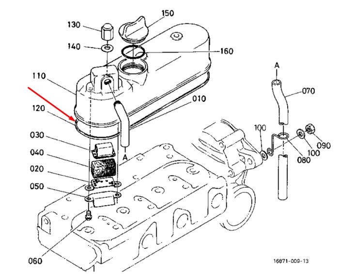 Kubota 16861-14520 Прокладка крышки клапанов для D722, D782