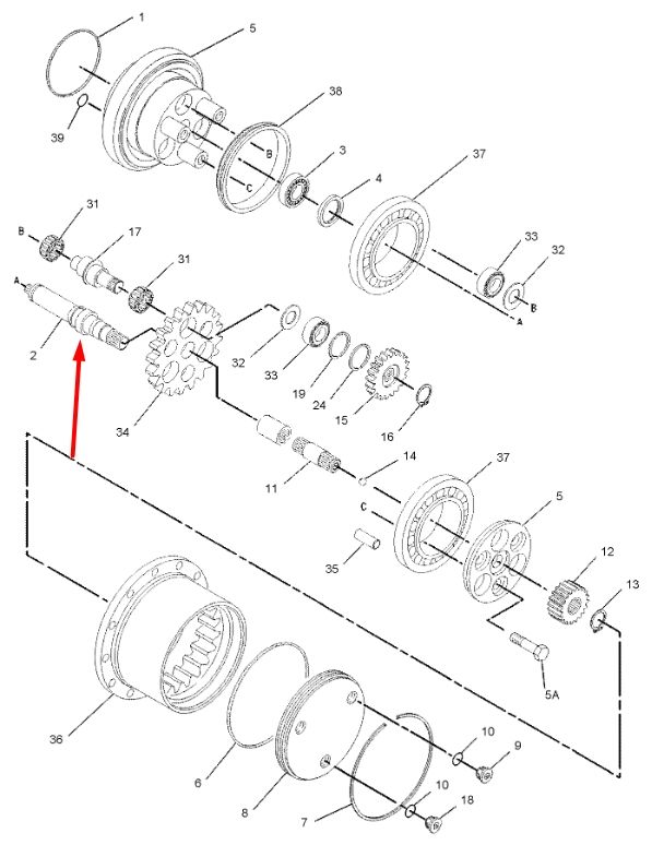 Вал двигателя хода Caterpillar 308C 171-9343