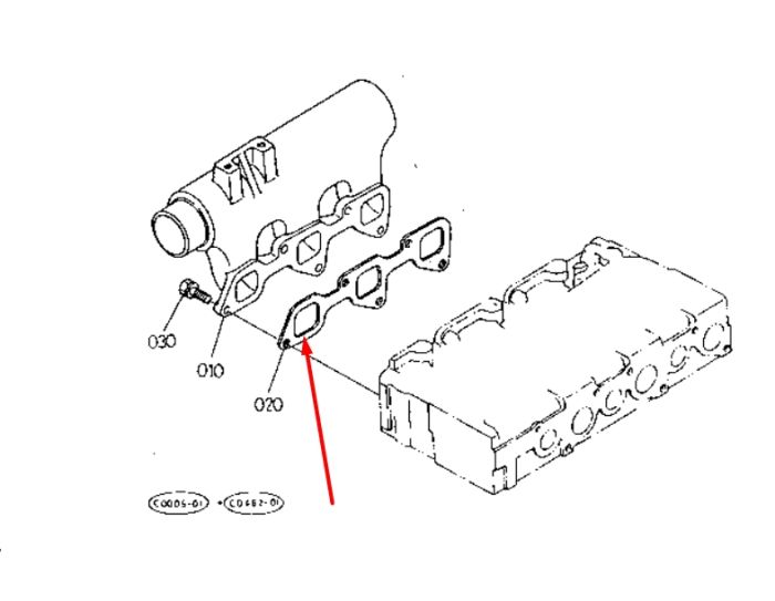 Kubota 17331-11820 Прокладка впускного коллектора для L2250, L2600