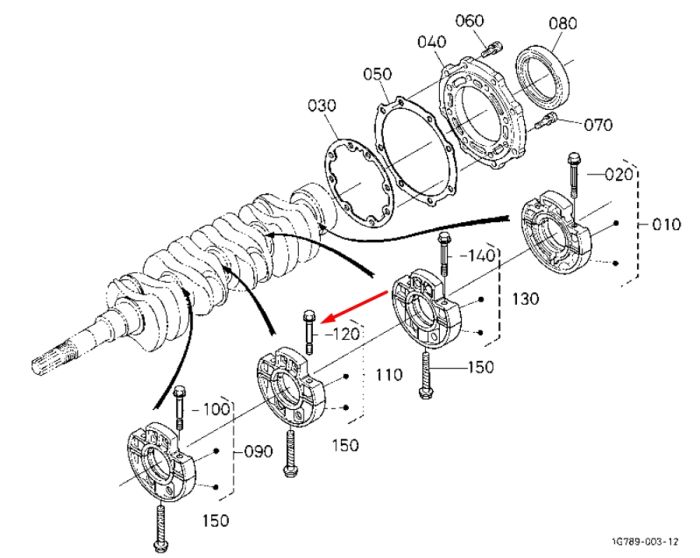 Kubota 19013-04540 Болт коренного бугеля для V1903