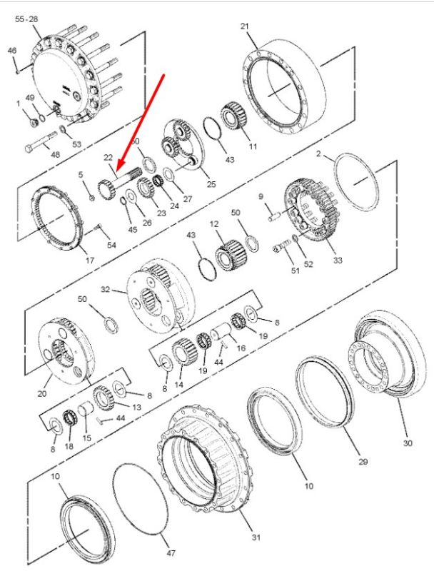 1912683 Вал редуктора хода Cat 325, 329