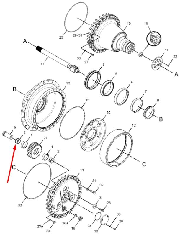 1B3978 Подшипник сателлита Caterpillar D9N, D9R, D9T, D10R, D6H, D6R, D6T, 589