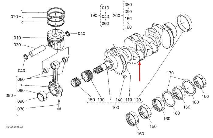 Kubota 1C010-23012 Коленвал для V3300, V3600