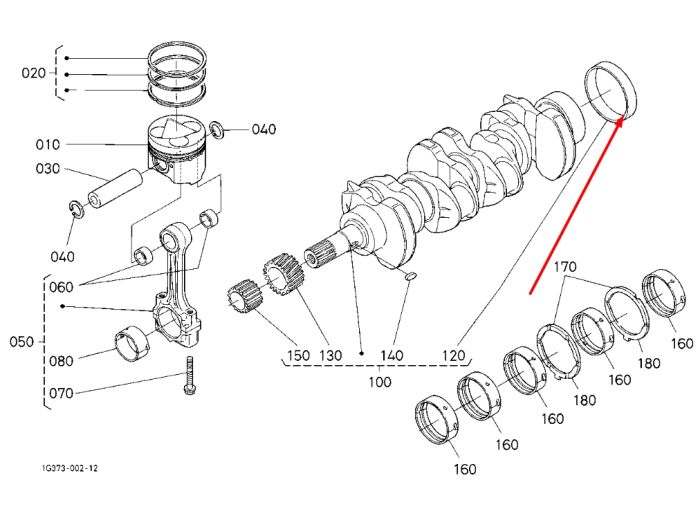 Kubota 1C010-23300 Втулка под сальник коленвала для V3300, V3600, V3800