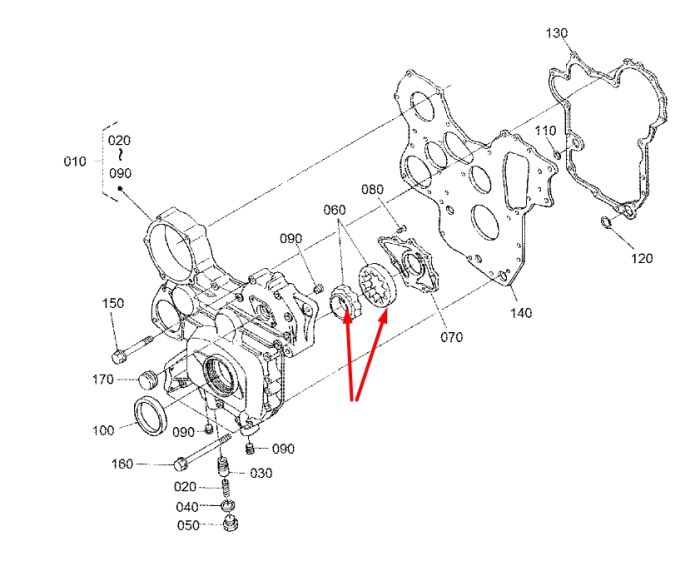 Kubota 1C010-35070 Масляний насос для двигателей V3300, V3600 і V3800