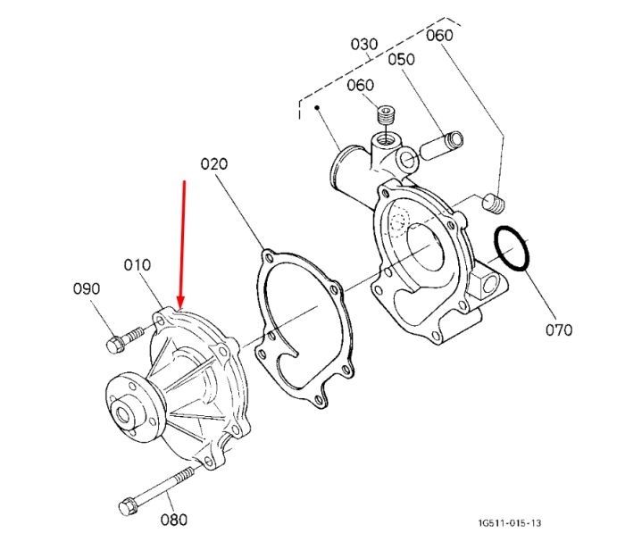 Kubota 1C010-73030 Помпа водяная (насос) для V3300, V3800