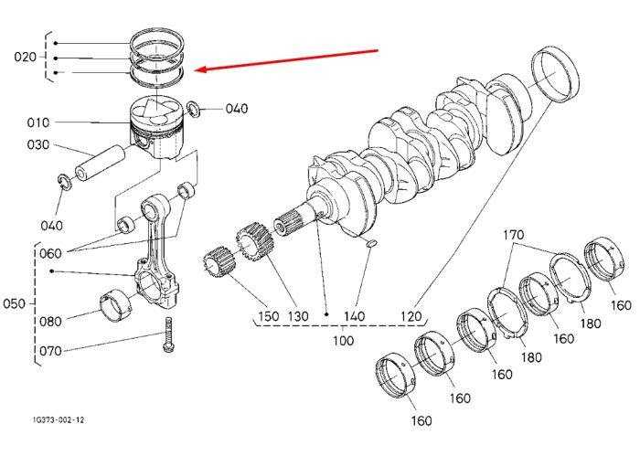 Kubota 1C011-21052 Кольца поршневые для V3600, V3300 IDI