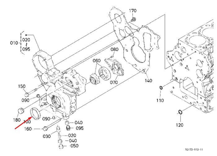 Kubota 1C020-04140 Передний сальник коленвала для двигателей V3300