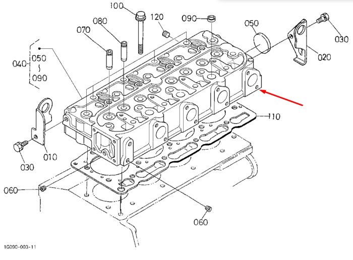 Kubota 1G092-03040 Головка блока цилиндров ГБЦ для V1505