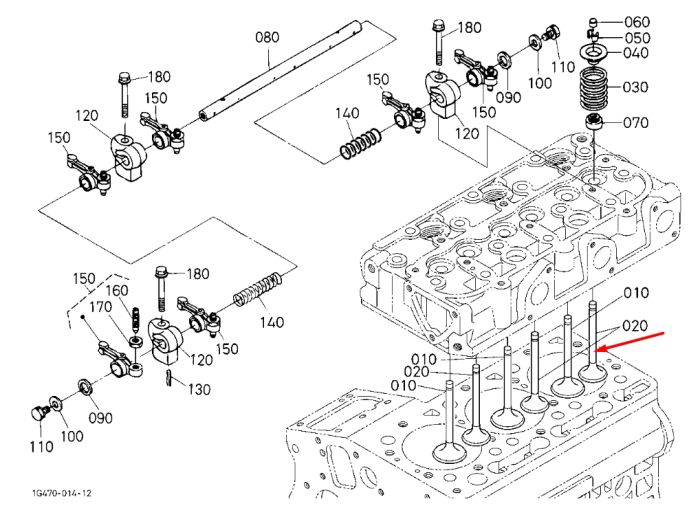 Kubota 1G460-13120 Клапан выпускной для Z602, D902