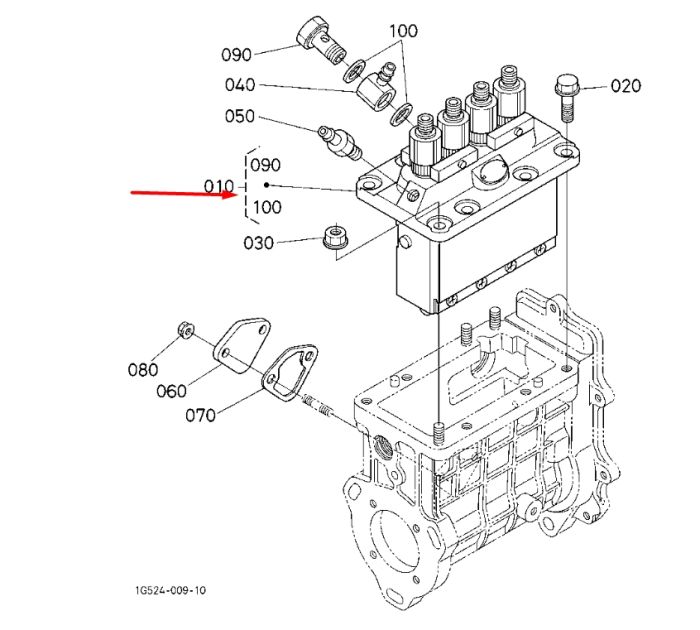 Kubota 1G514-51012 Топливный насос высокого давления для V3300, V3600, V3800