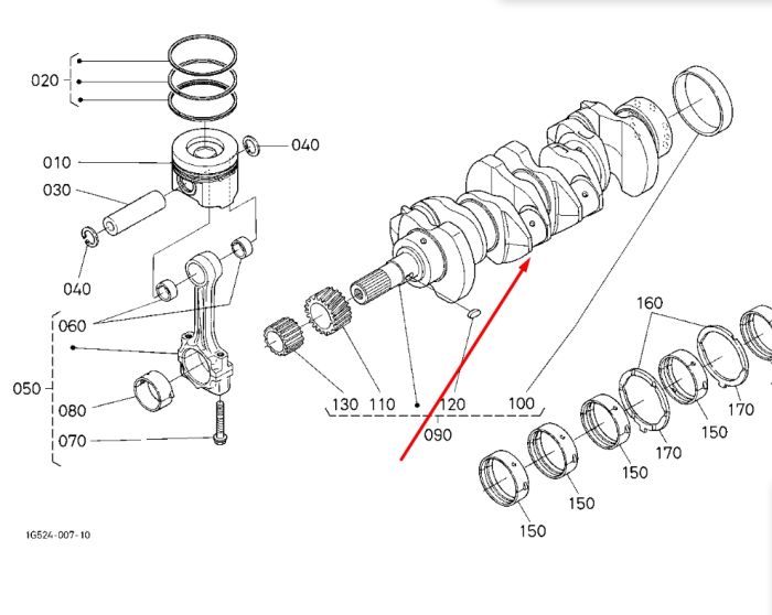 Kubota 1G574-23010 Коленвал для V3300