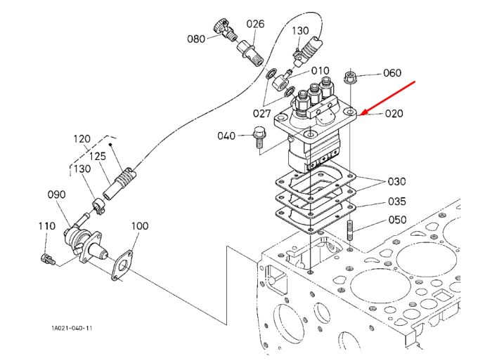 Kubota 1G702-51012 Топливный насос высокого давления для D1503, D1703, D1803
