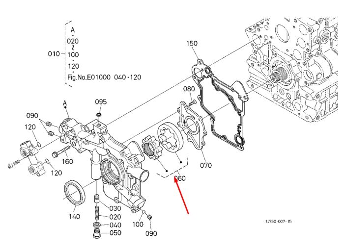 Kubota 1G772-35070, 7008440 Масляный насос для V3307DI