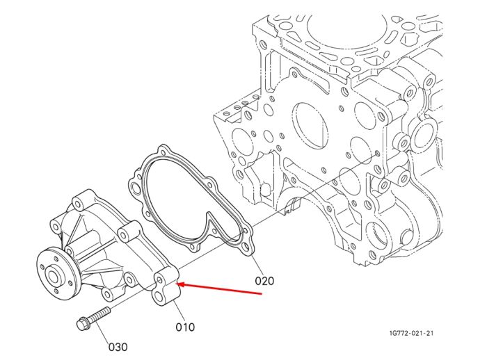 Kubota 1G772-73030 Помпа водяная (насос) для V33076