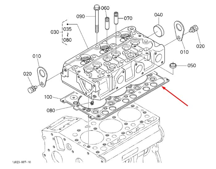 Kubota 1J092-03310 Прокладка ГБЦ для D722