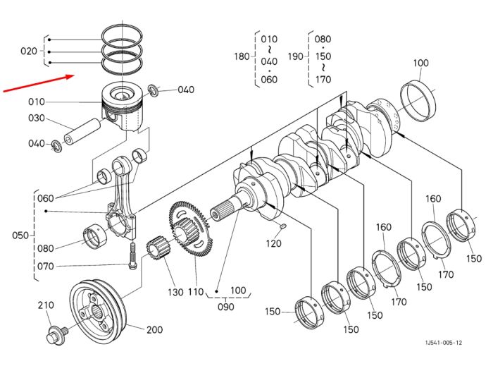 Kubota 1J500-21092 Кольца поршневые +0.50 для V3307, V3800