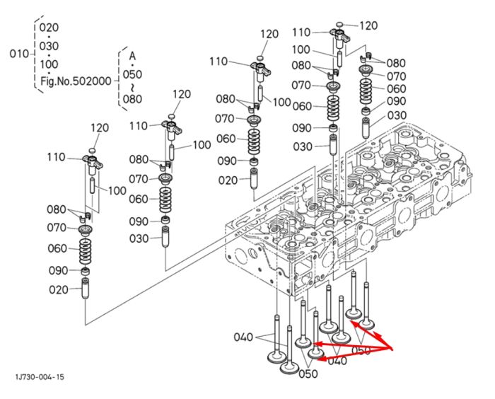 Kubota 1J700-13120 Клапан впускной для V2607