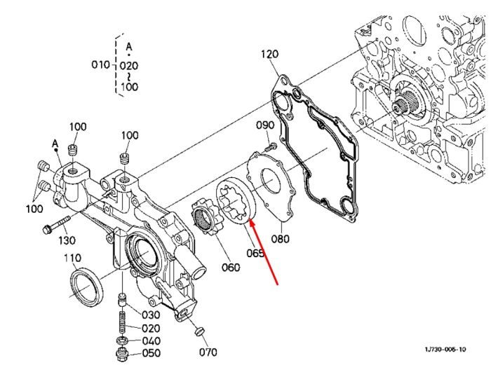Kubota 1J700-35480 Масляный насос двигателя для V2607, V2607T