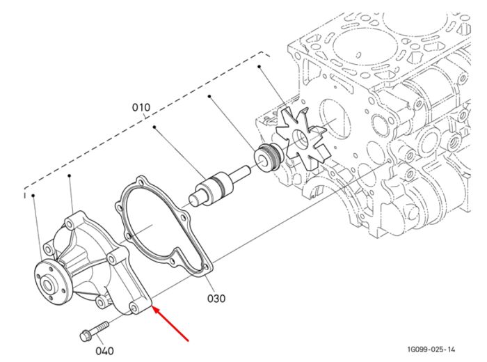 Kubota 1J700-73030 Помпа водяная (насос) для V2607